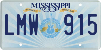 MS license plate LMW915