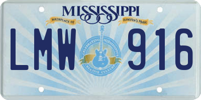 MS license plate LMW916