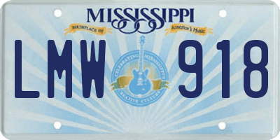 MS license plate LMW918