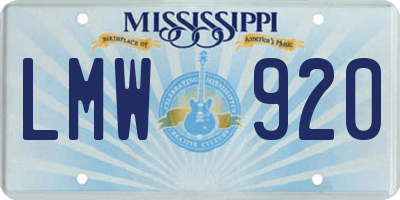 MS license plate LMW920