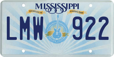 MS license plate LMW922