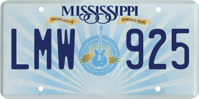 MS license plate LMW925