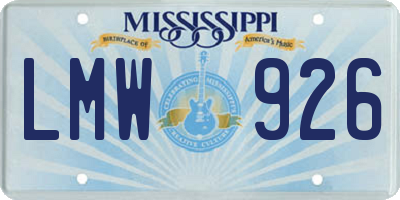 MS license plate LMW926