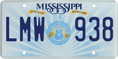 MS license plate LMW938