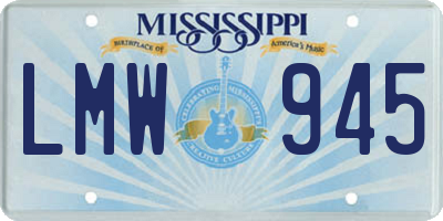 MS license plate LMW945