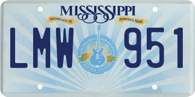 MS license plate LMW951