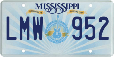 MS license plate LMW952