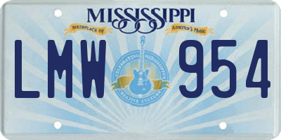 MS license plate LMW954