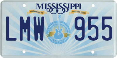 MS license plate LMW955