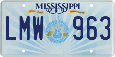 MS license plate LMW963