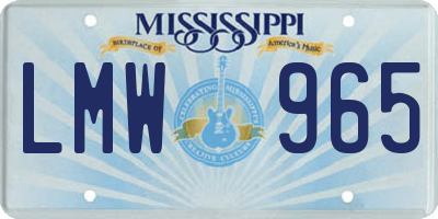 MS license plate LMW965