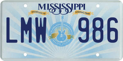 MS license plate LMW986