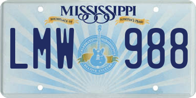 MS license plate LMW988