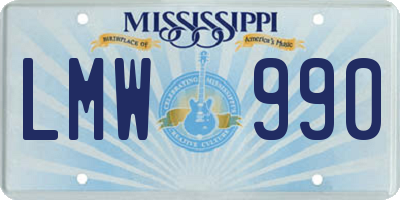 MS license plate LMW990