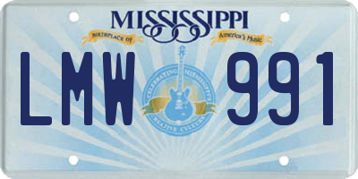 MS license plate LMW991