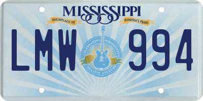 MS license plate LMW994