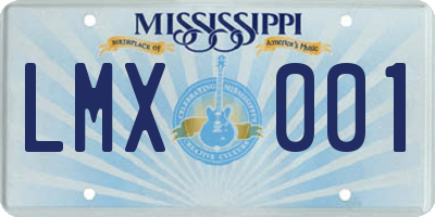 MS license plate LMX001