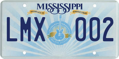 MS license plate LMX002