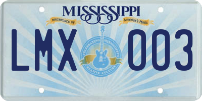 MS license plate LMX003