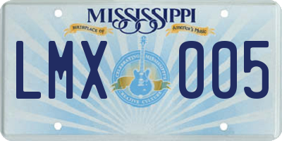 MS license plate LMX005