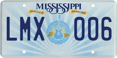 MS license plate LMX006
