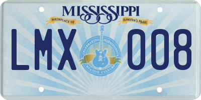 MS license plate LMX008