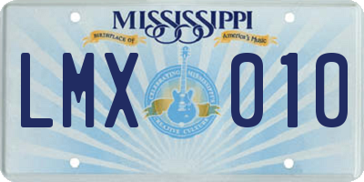 MS license plate LMX010