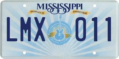 MS license plate LMX011