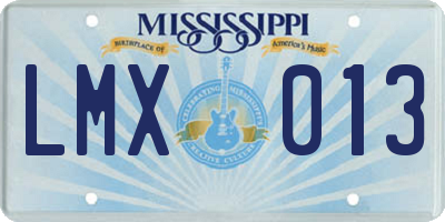 MS license plate LMX013