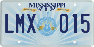 MS license plate LMX015