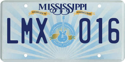 MS license plate LMX016