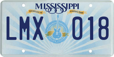 MS license plate LMX018