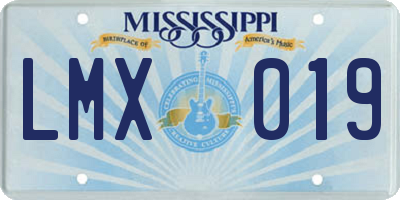 MS license plate LMX019