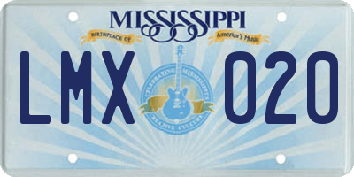 MS license plate LMX020