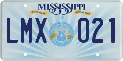 MS license plate LMX021