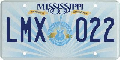 MS license plate LMX022