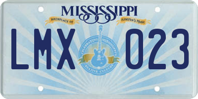 MS license plate LMX023