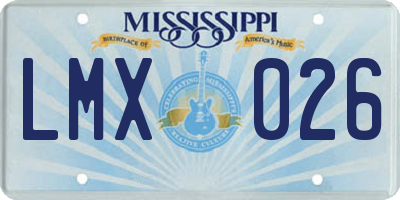 MS license plate LMX026