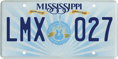 MS license plate LMX027