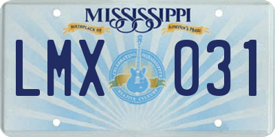 MS license plate LMX031