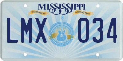 MS license plate LMX034