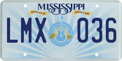 MS license plate LMX036