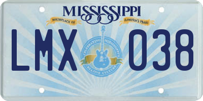 MS license plate LMX038