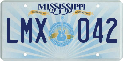 MS license plate LMX042
