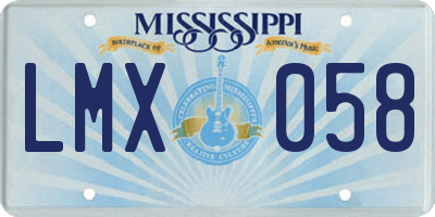 MS license plate LMX058