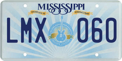 MS license plate LMX060