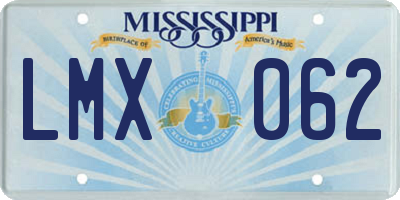 MS license plate LMX062