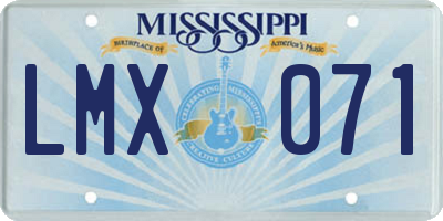 MS license plate LMX071