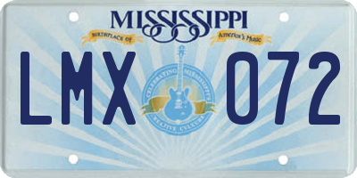 MS license plate LMX072