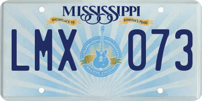 MS license plate LMX073